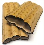 S3351O. Ostrich Print 3-Finger Leather Cigar Case (3PC)