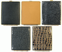 3101G20 Gold Frame Leather Wrapped Holds 20 Cigarettes 100s Size (12PC)