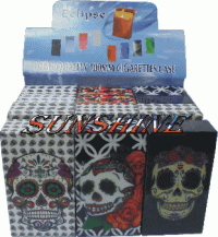 3116CSkull Candy Skull Plastic Cigarette Case King Size, Flip Open (12PC)