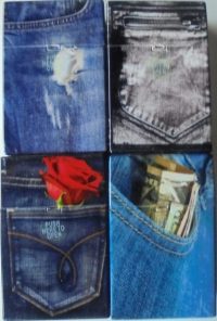 3116JEANS Denim Jeans Design Plastic Cigarette Case King Size, Push Open (12PC)