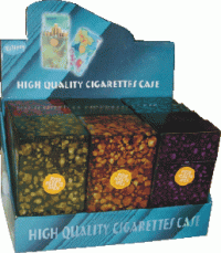 3117M10 Crackle Designs Plastic Cigarette Case 100s Size Push Open (12PC)