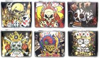 3102L18SK Skull Designs Leather Wrapped Holds 18 Cigarettes King Size (12PC)
