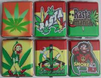 3102L20R Rasta Designs Leather Wrapped Holds 20 Cigarettes King Size (12PC)