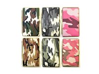 3101G14C Camouflage Design Gold Frame Leather Wrapped Holds 14 Cigarettes 100s Size (12PC)