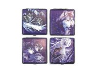 3102L20WOLF Wolf Designs Leather Wrapped Holds 20 Cigarettes King Size (12PC)