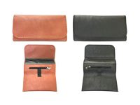 3318 Tri-Fold Leatherette Tobacco Pouch W/ Magnetic Closure Lined Zipper Pocket (12PC)