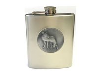 FL311-4 Stainless Steel Flask Wolf Emblem Holds Up To 7 oz (6PC)
