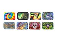 ROLLTRAYLG Large Metal Rolling Tray 8 Mixed Designs (12PC)