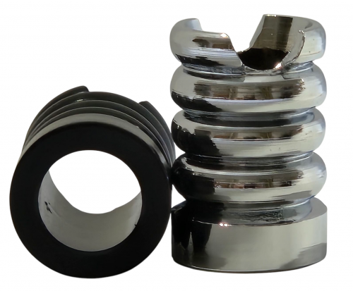 BUTT109SBK. Round Stacked Design Metal Snuffer, Silver & Black, 24pcs/Tray, - Image 2