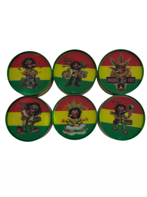 GR3Rasta1, 3 Parts Metal  Grinder, Rasta Design, 12pcs/Tray, $4.50/pc - Image 3